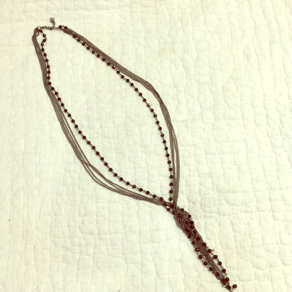 EUC Long Black Multi Strand Tassel Necklace
